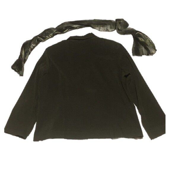 ✨️3 For $20✨️  Womens 18W hunter green faux suede zip jacket with silky scarf - Picture 2 of 7